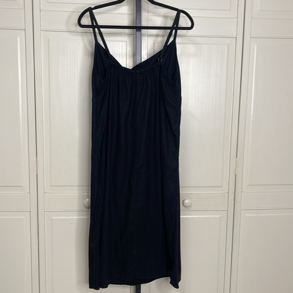 Old Navy Women’s Tie Front Size XL Navy Blue Sleeveless Linen Blend Shift Dress - Picture 5 of 9